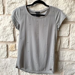 Ann Taylor Pearl Embellished T-shirt